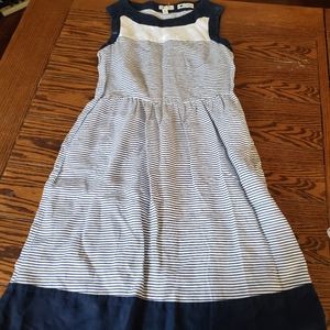 Anthropologie Navy and White Striped Midi Dress